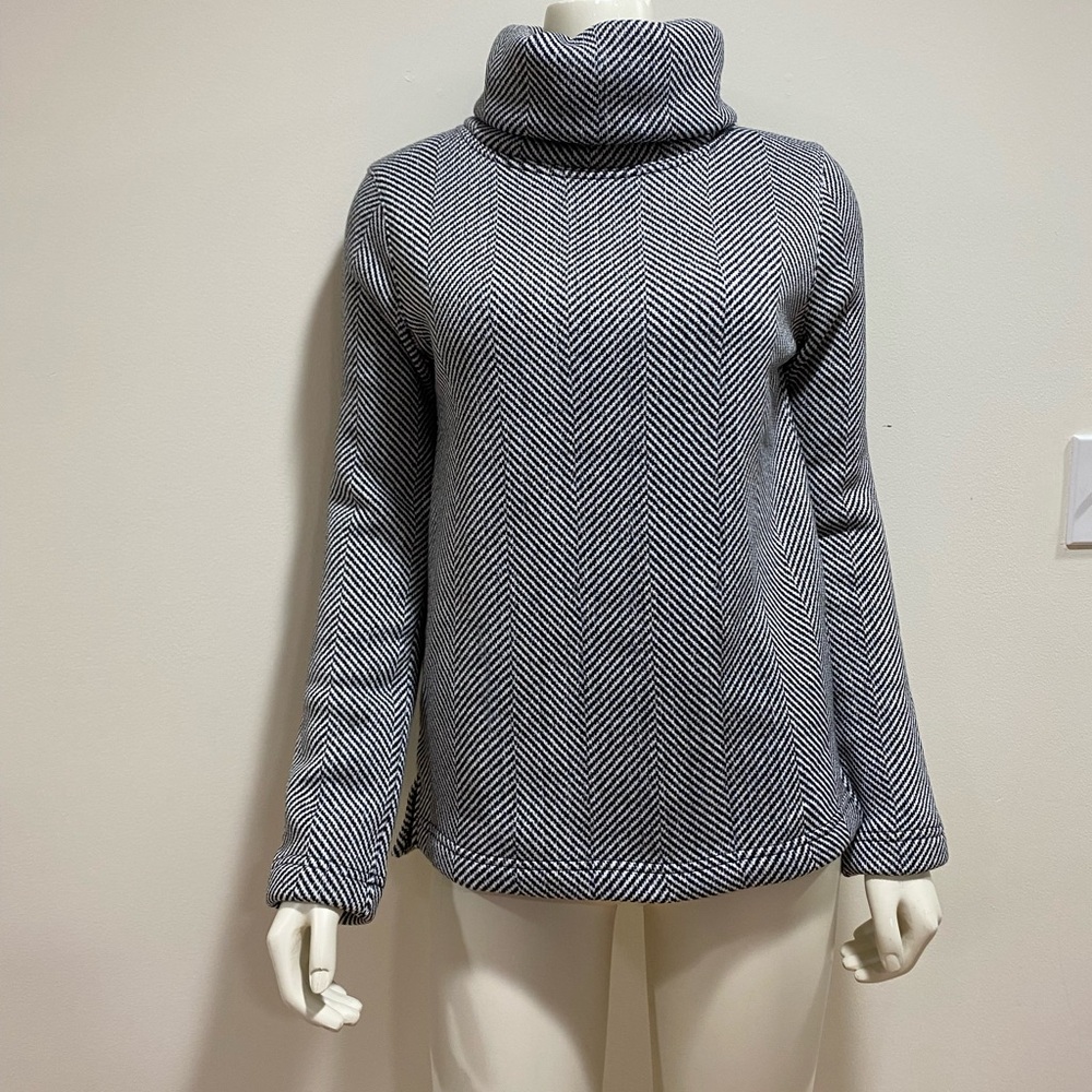 J. Crew Black and White Chevron Turtleneck Sweater